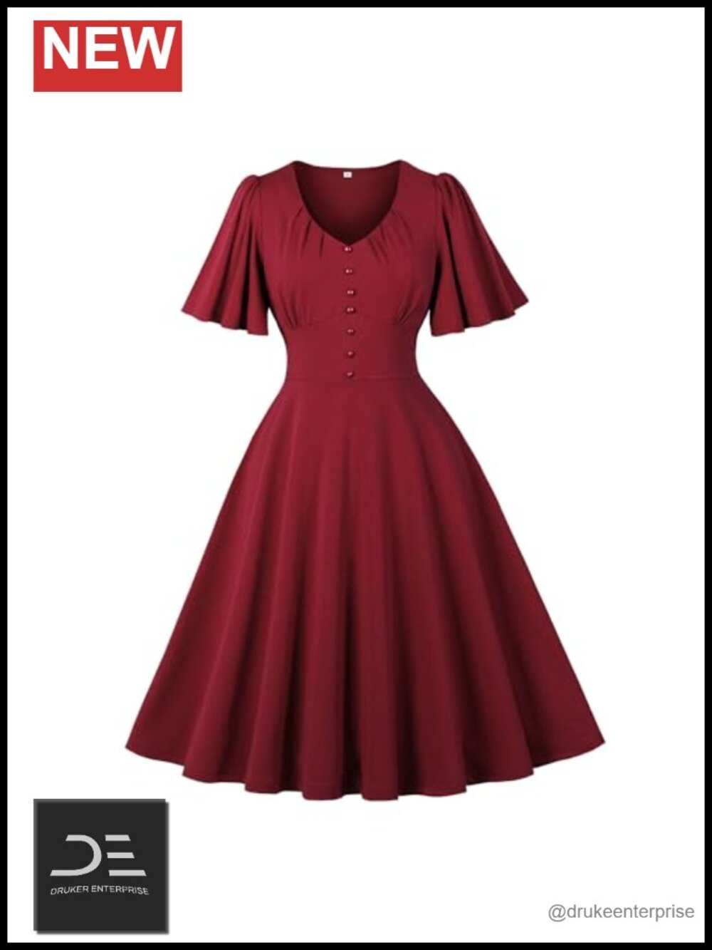 Women's Flare Sleeve Vintage Cocktail Dress
